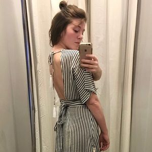 Striped A-Line Breezy Midi Dress